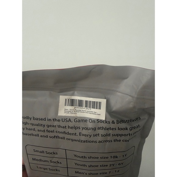 Game On Youth Baseball Socks and Belt Set – Maroon – Size Small – New - Picture 4 of 4